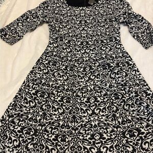 Taylor Black and White Patterned Dress